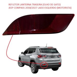 Refletor Tras Olho De Gato Jeep Compass 18/27 Esq Motorista Vermelho